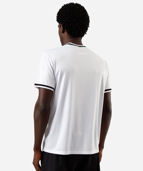 camiseta esportiva masculina manga curta estampada branca