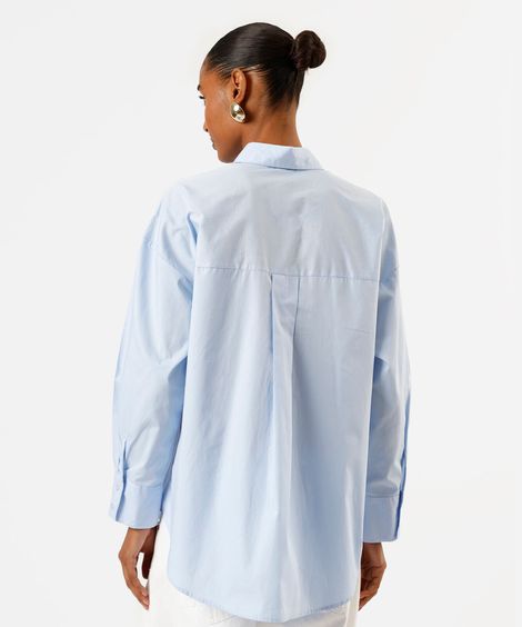 camisa oversized feminina de algodão azul