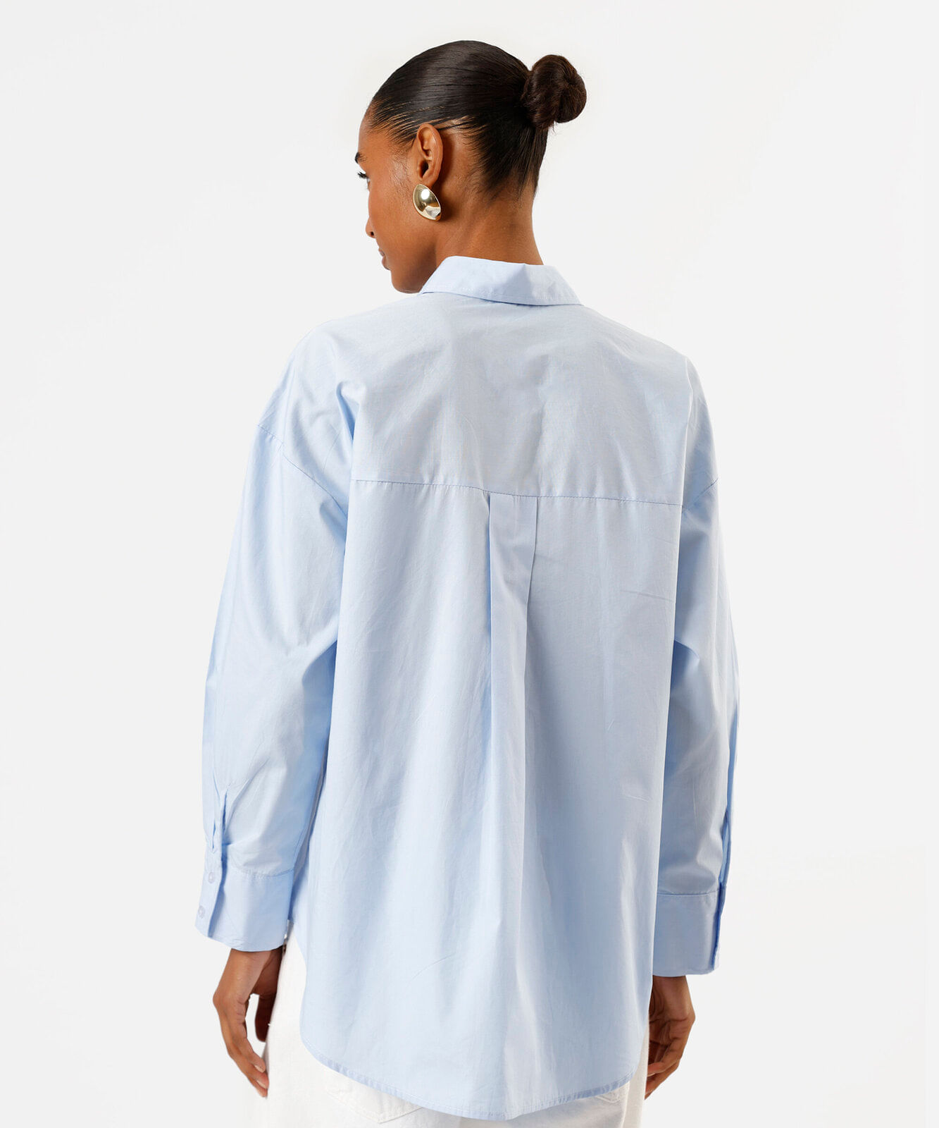 camisa oversized feminina de algodão azul