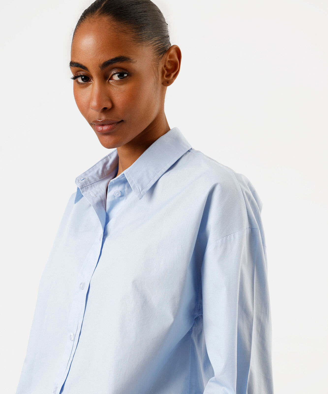 camisa oversized feminina de algodão azul