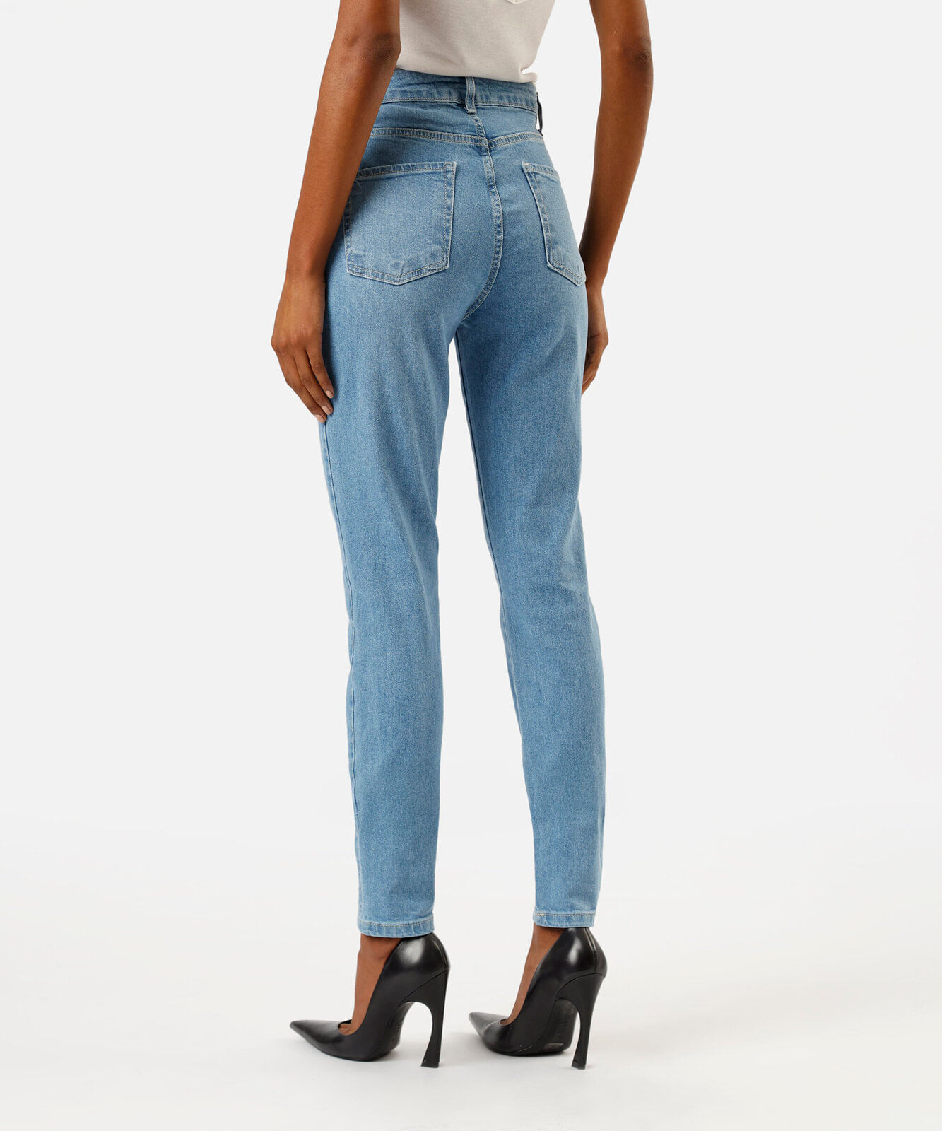 calça skinny feminina jeans cintura média azul