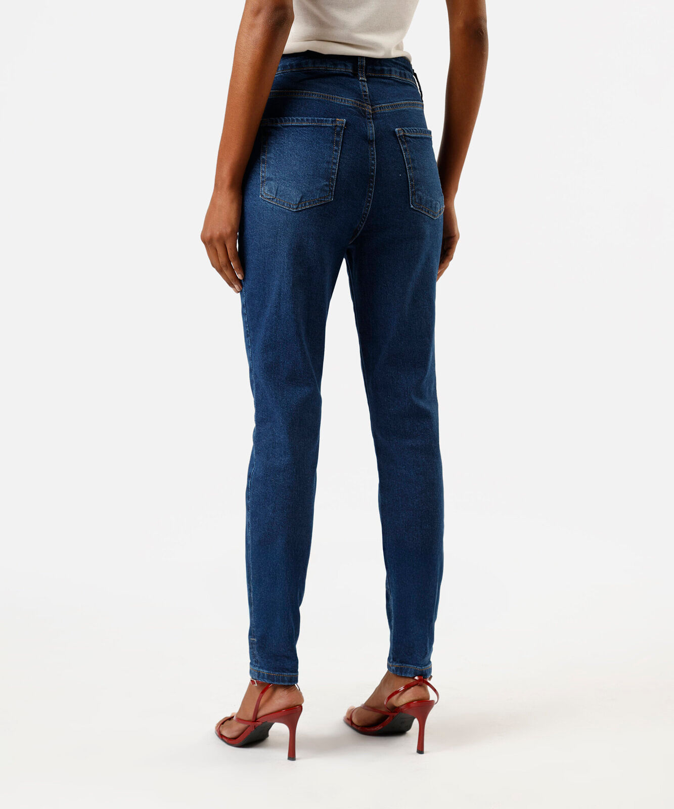 calça skinny feminina jeans cintura média azul