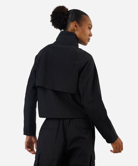 jaqueta box fit feminina de poliamida esportiva oversized preta