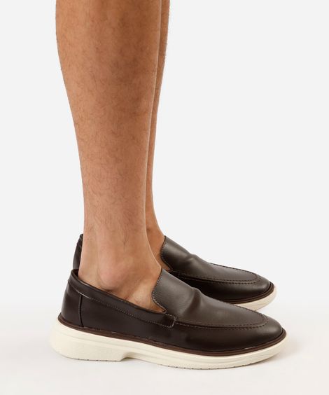 mocassim masculino texturizado marrom