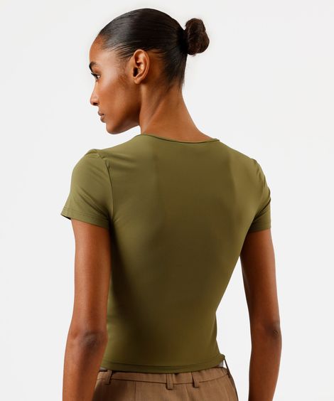 blusa baby look feminina de poliamida básica verde