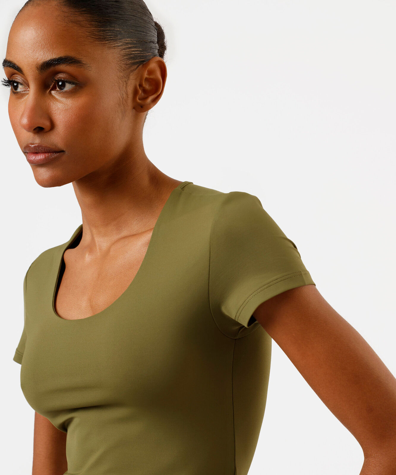 blusa baby look feminina de poliamida básica verde