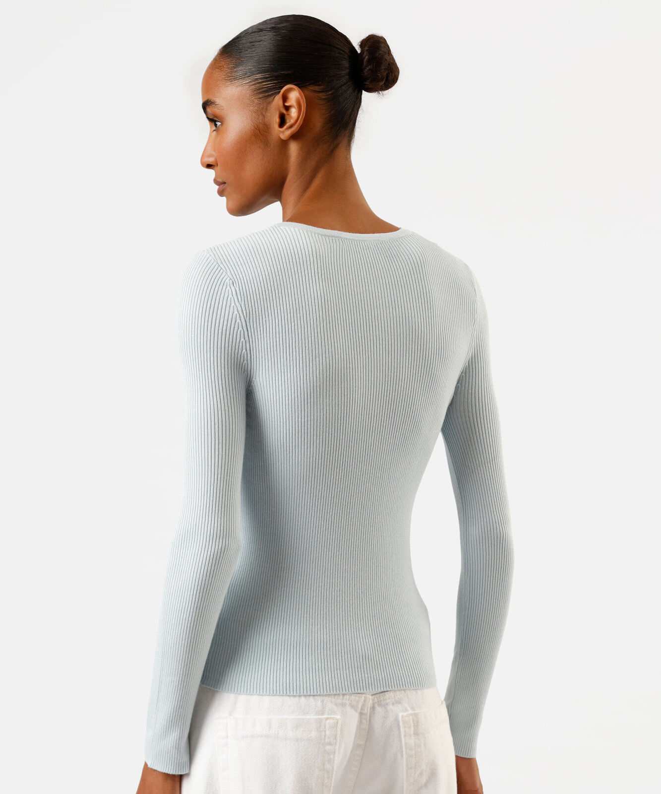 cardigan de tricot feminino canelado azul