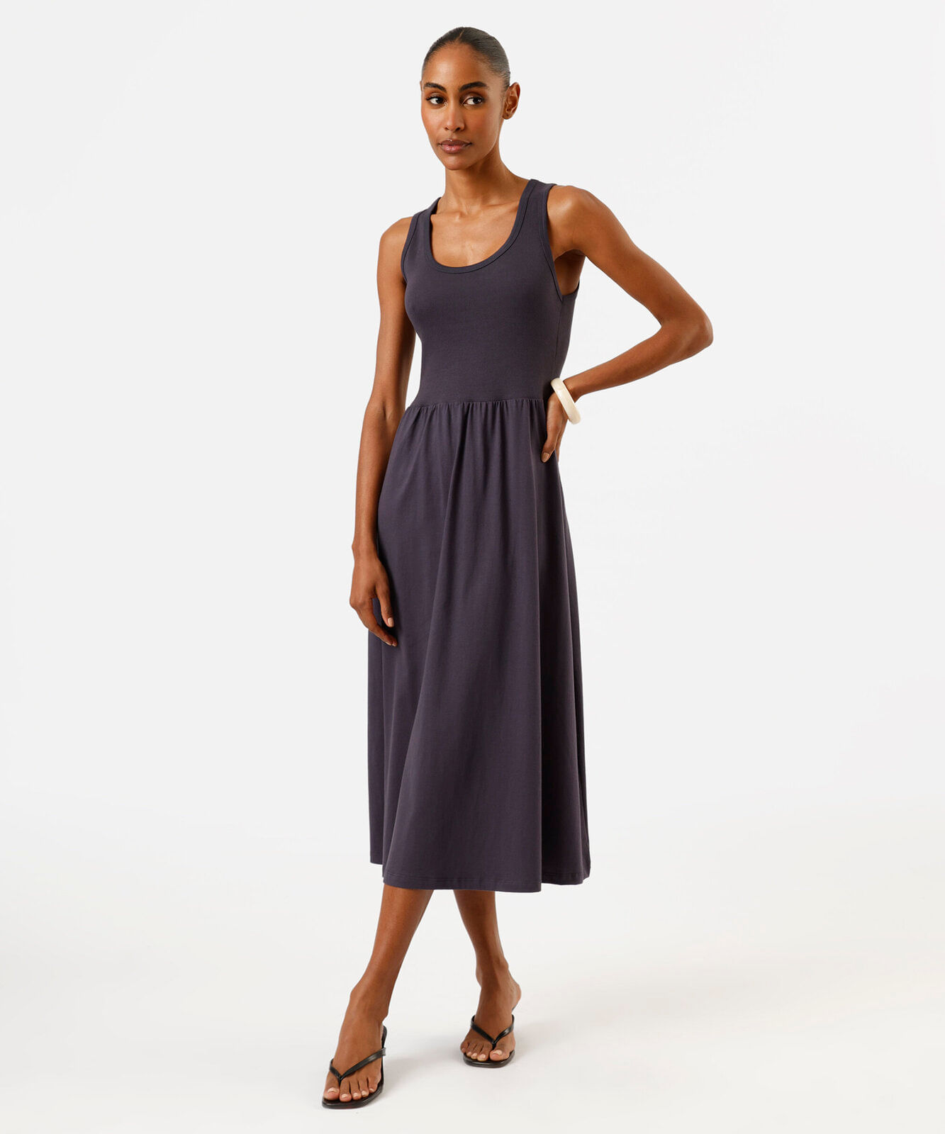 vestido midi feminino de algodão azul