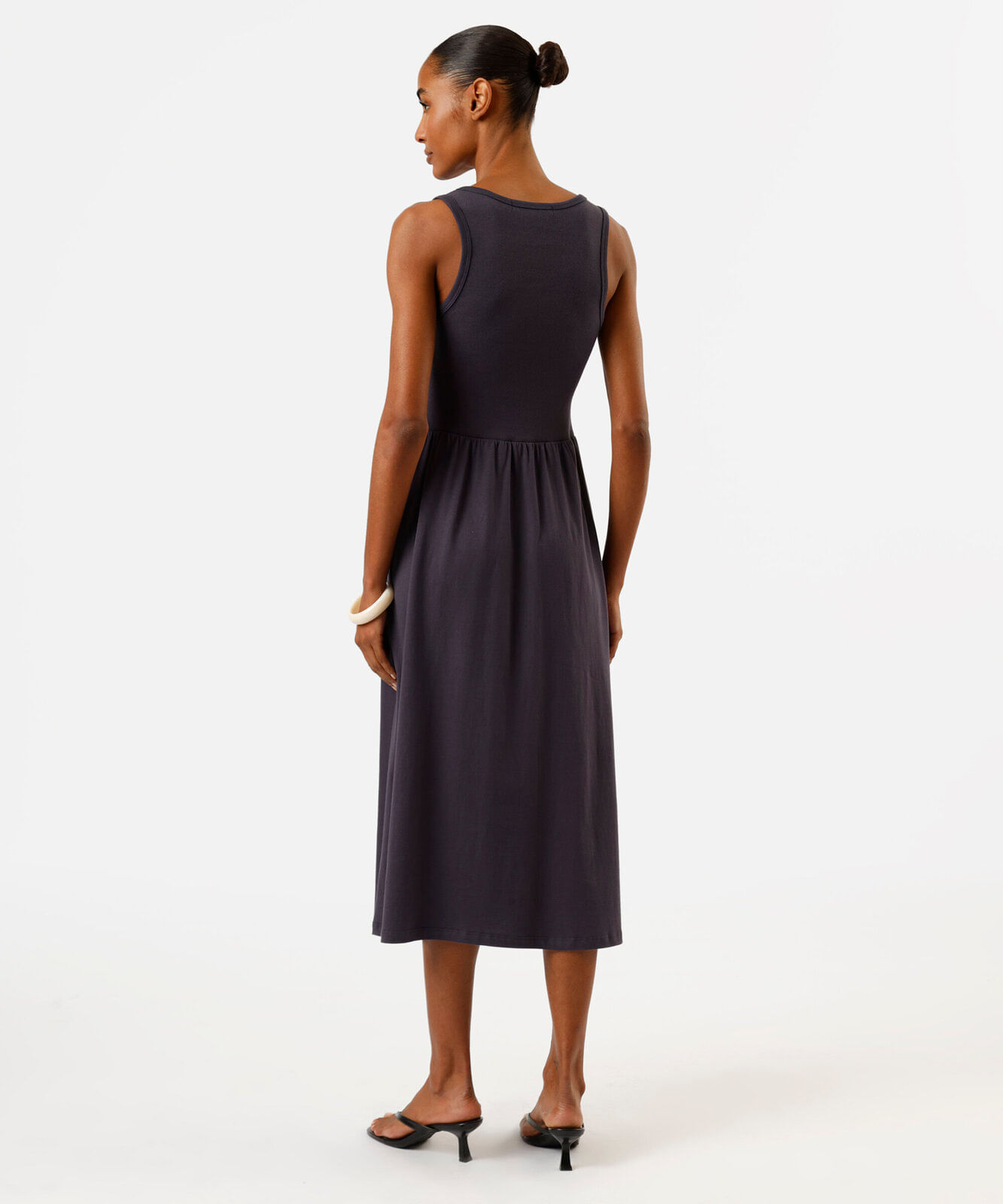 vestido midi feminino de algodão azul