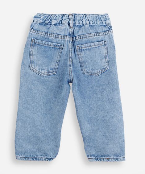 calça clochard infantil jeans bordado hello kitty azul