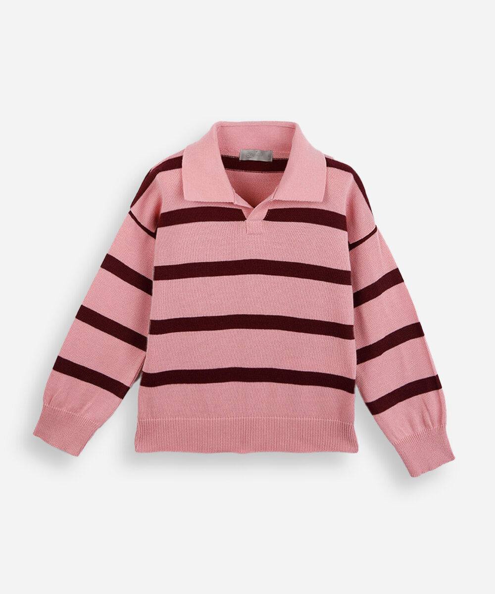polo infantil de tricot listrada colorida