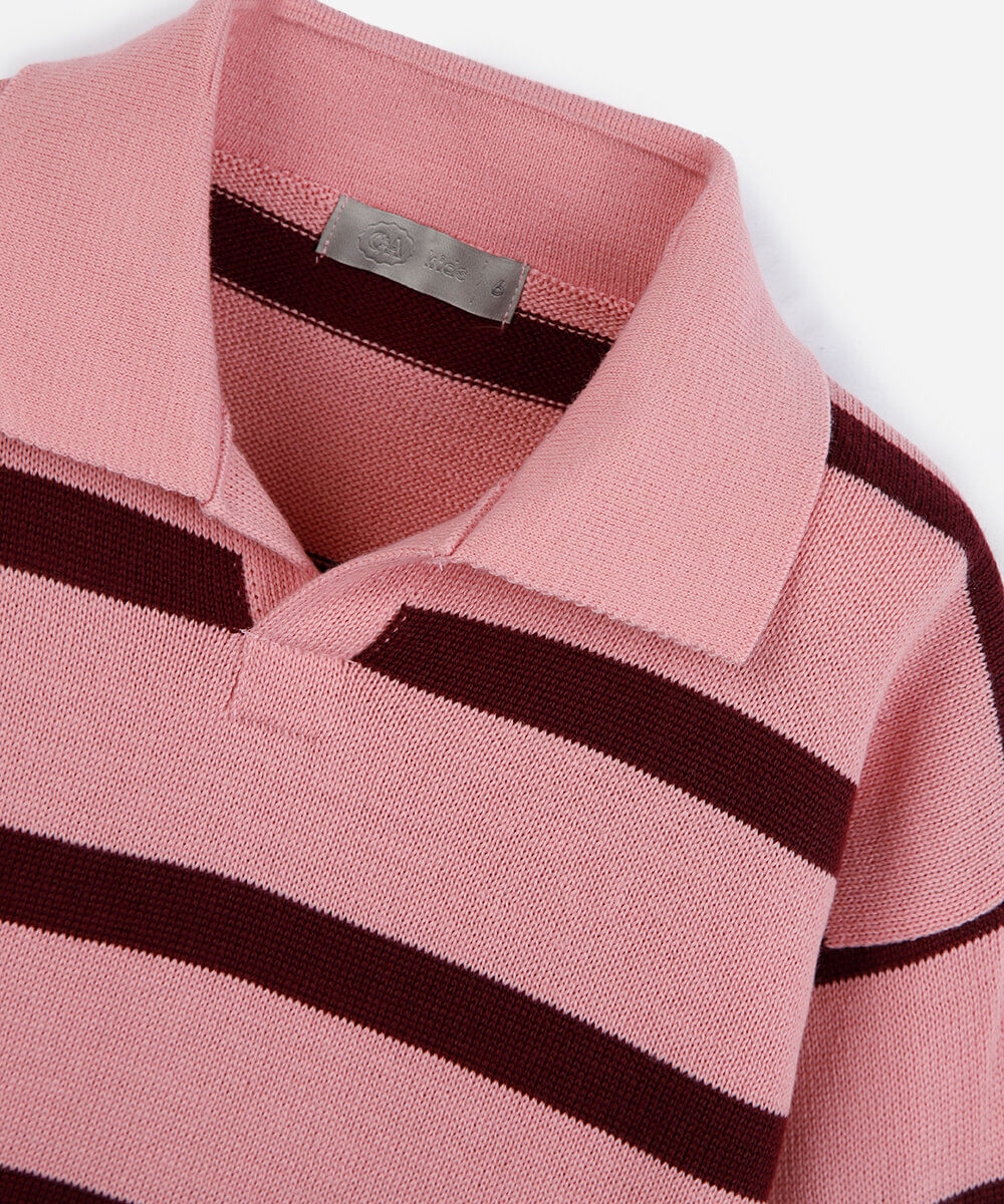 polo infantil de tricot listrada colorida