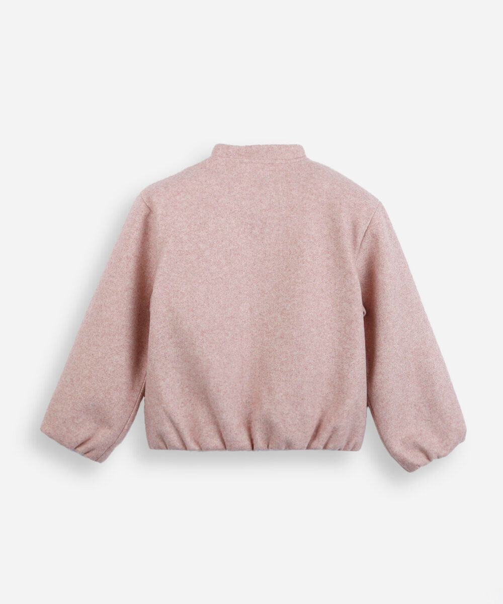 jaqueta bomber infantil manga longa texturizada rosa