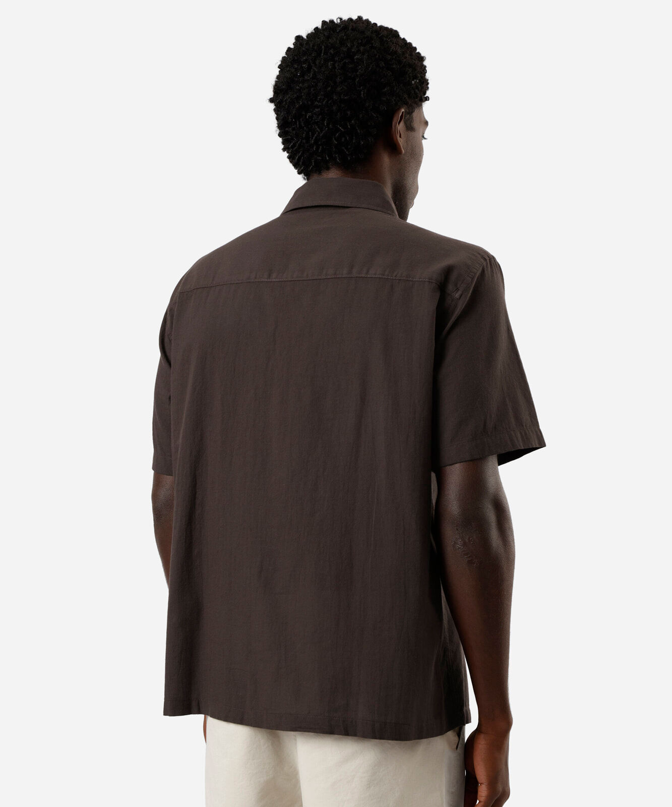 camisa masculina de algodão manga curta bordada marrom