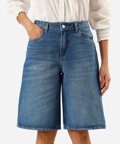 bermuda jorts feminina jeans cintura baixa azul