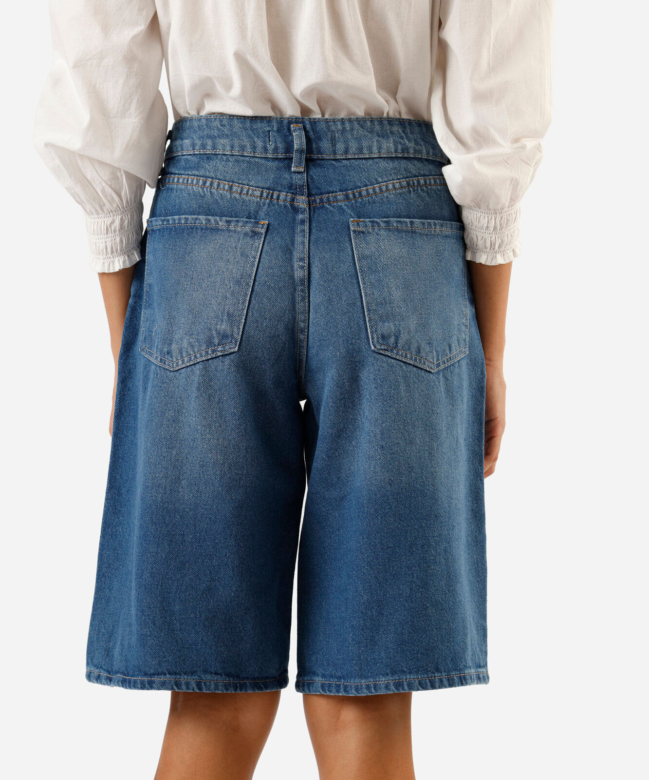 bermuda jorts feminina jeans cintura baixa azul