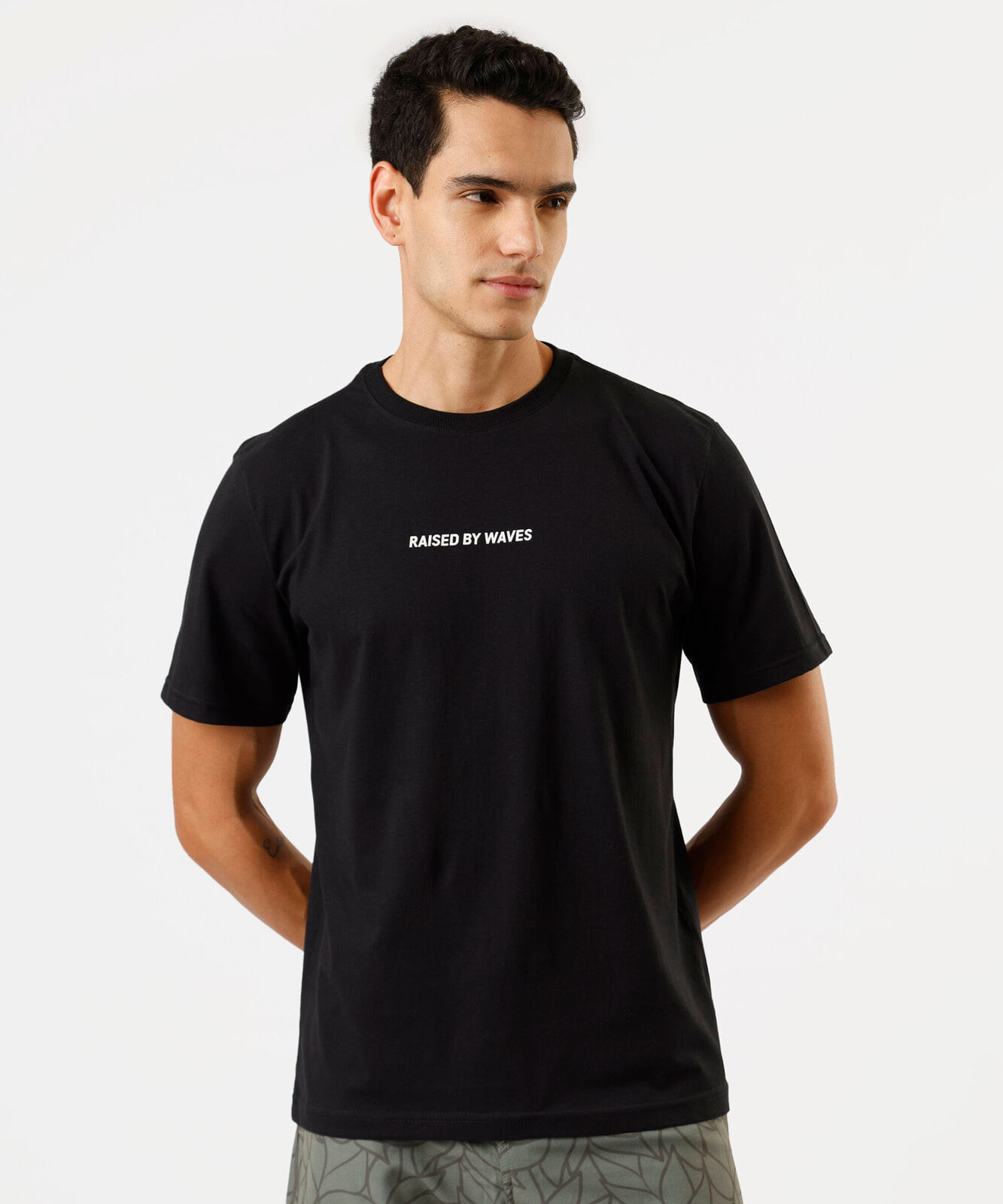 camiseta masculina de algodão manga curta estampada preta