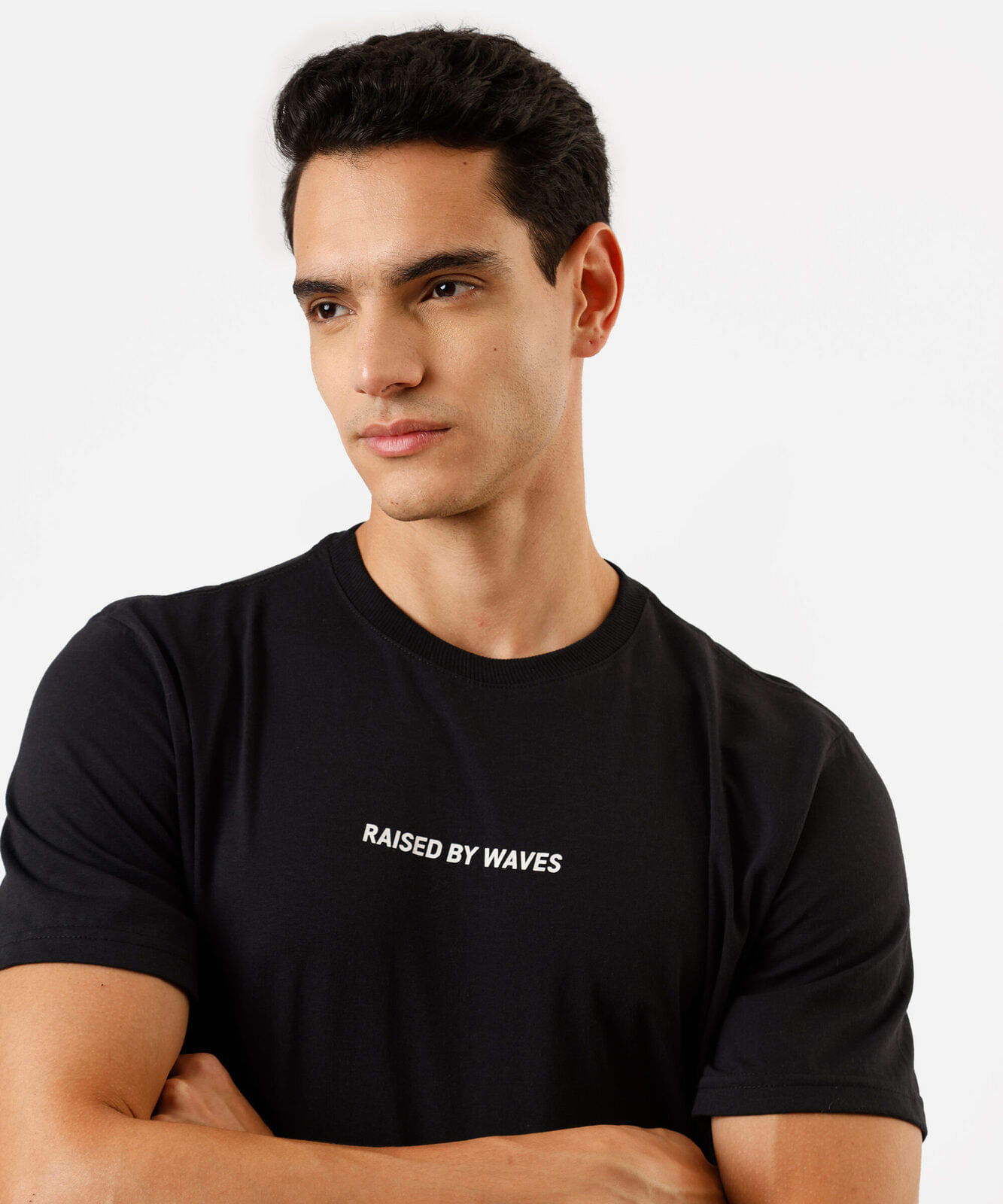 camiseta masculina de algodão manga curta estampada preta