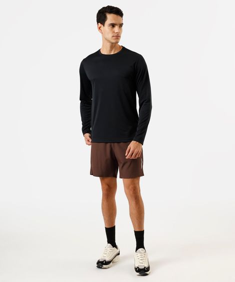 short masculino esportivo com bermuda interna marrom
