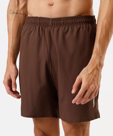short masculino esportivo com bermuda interna marrom