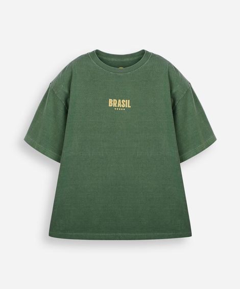 camiseta juvenil de algodão manga curta brasil verde
