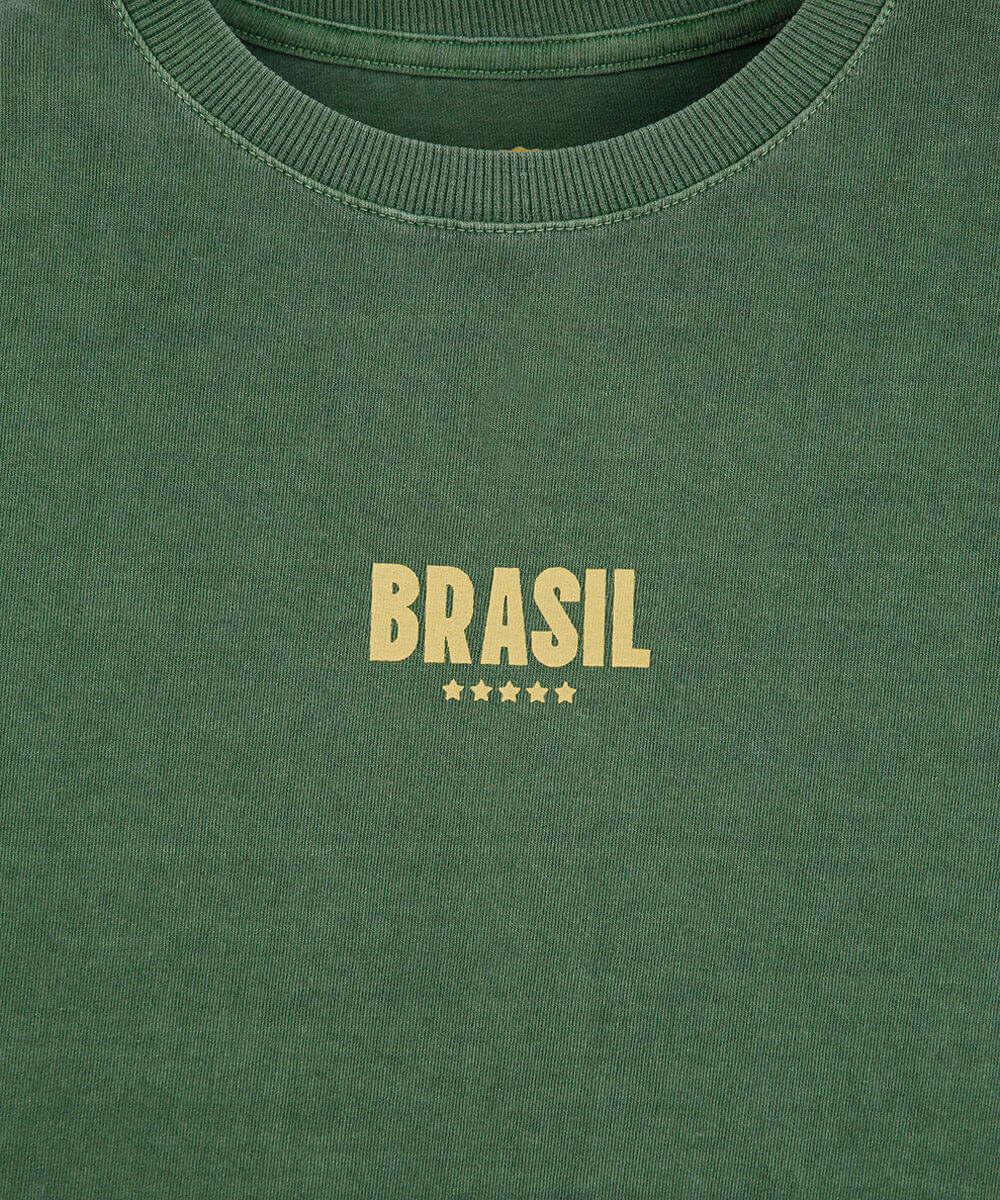 camiseta juvenil de algodão manga curta brasil verde