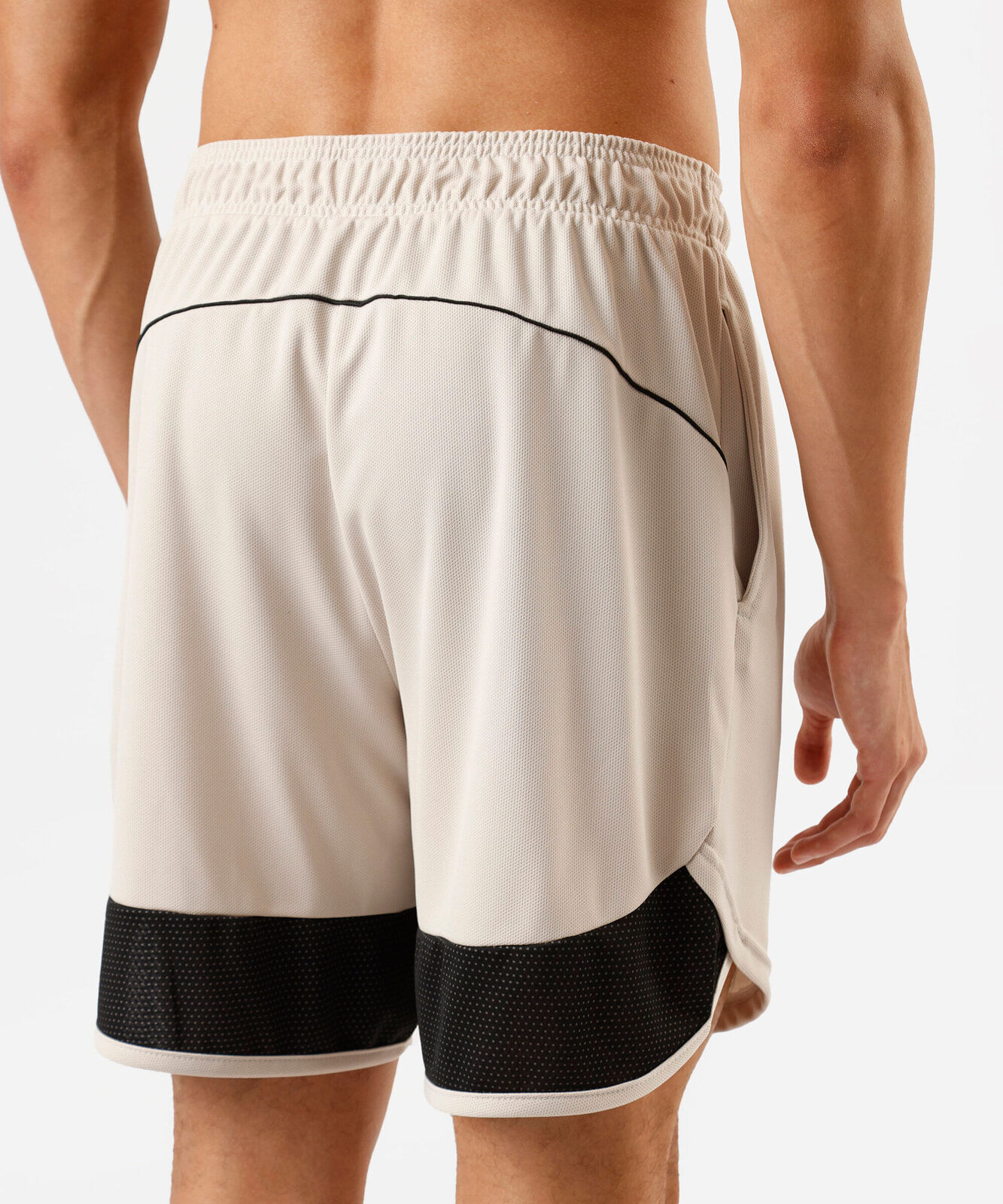 short masculino esportivo texturizado com recorte cinza