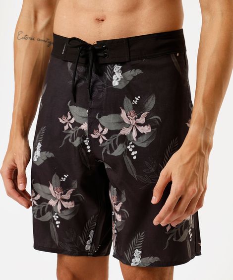 short boardshort masculino floral preto