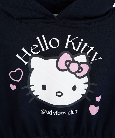 conjunto curto infantil de algodão com capuz hello kitty azul