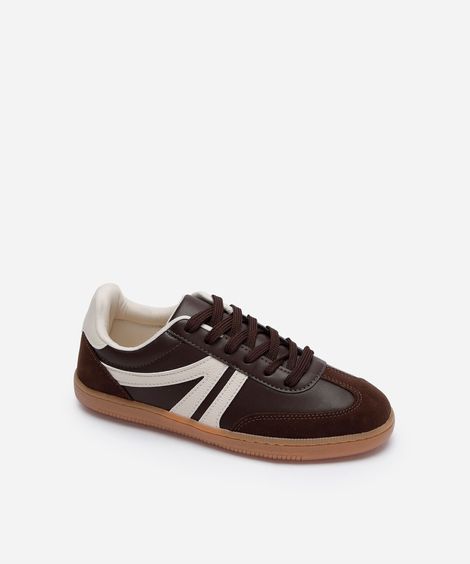 tênis bossa casual com recortes marrom