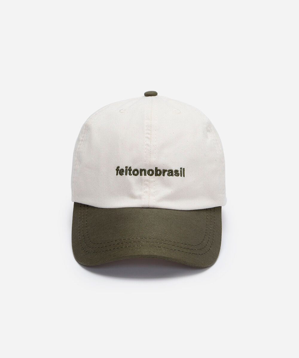 boné aba curva de sarja bordado colorido