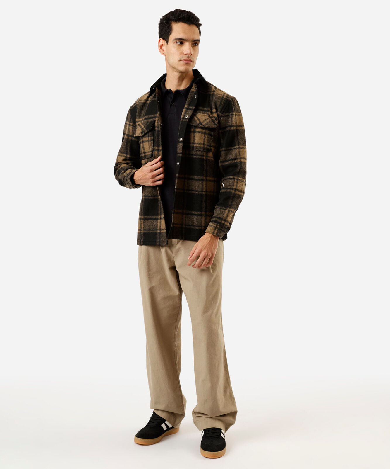 polo masculina com algodão manga longa preta