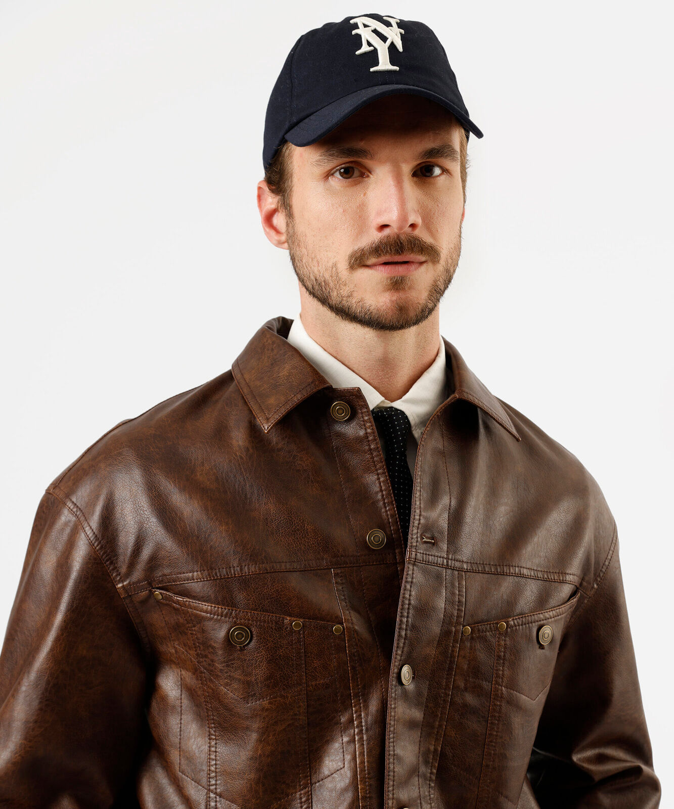 jaqueta masculina de pu estonada marrom