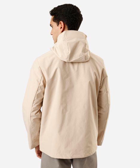 parka alongada masculina com capuz  bege