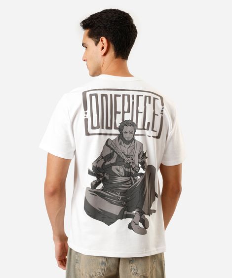 camiseta masculina com algodão manga curta one piece off white