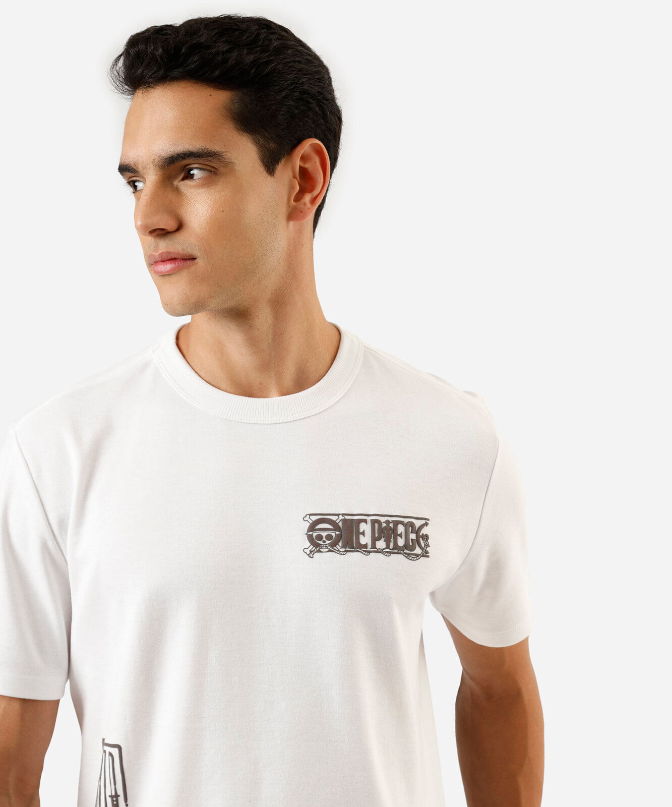 camiseta masculina com algodão manga curta one piece off white