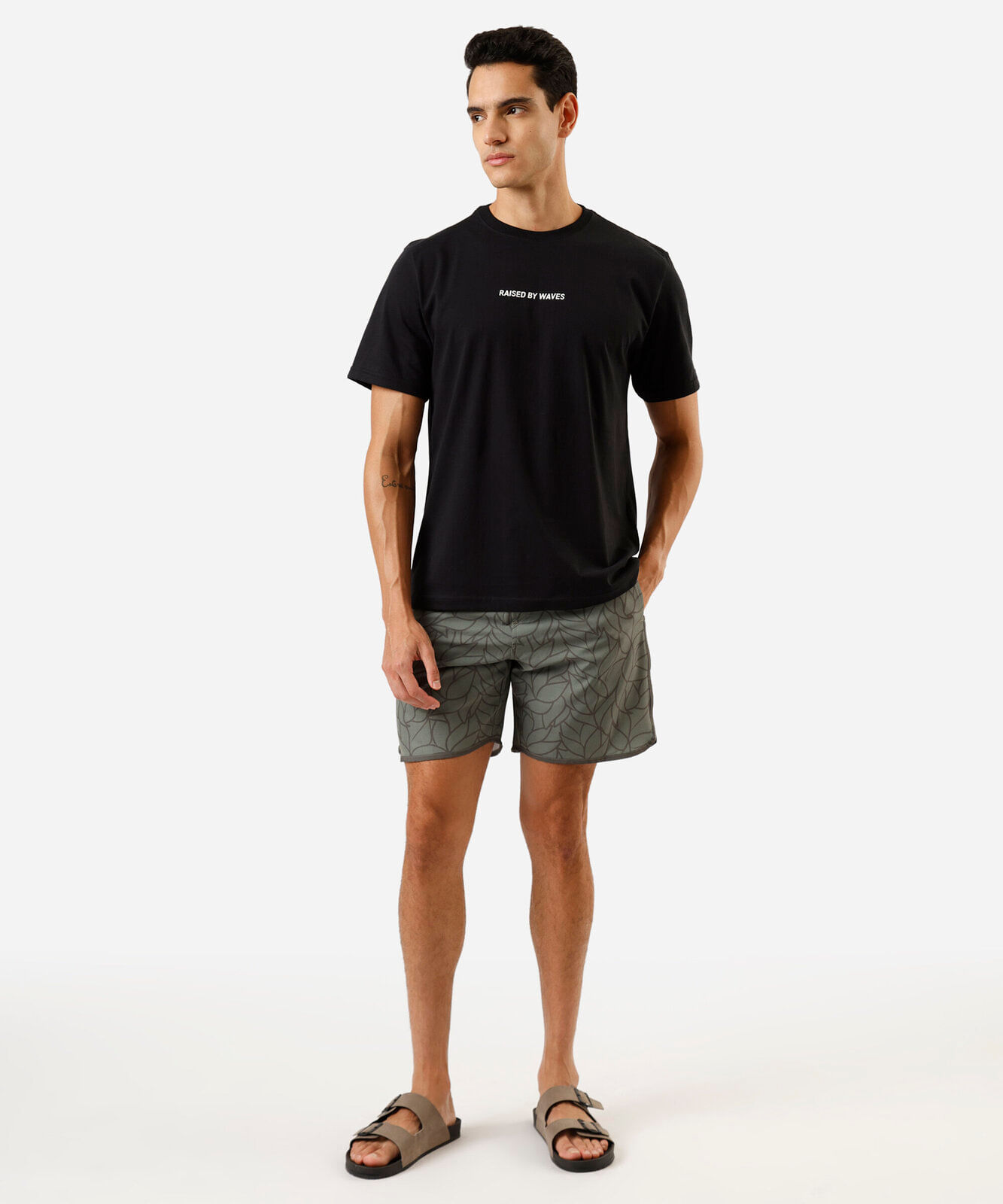 short boardshort masculino folhagens  verde