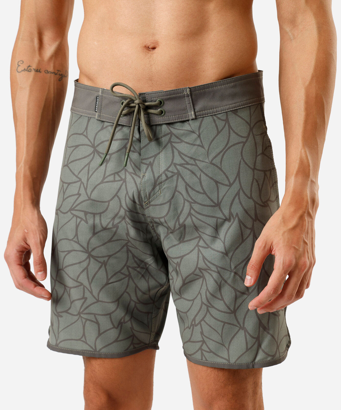 short boardshort masculino folhagens  verde