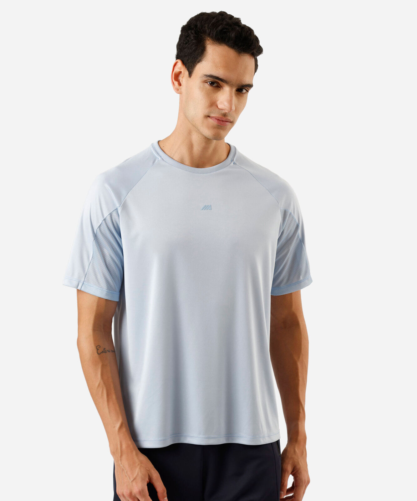 camiseta esportiva masculina manga curta azul