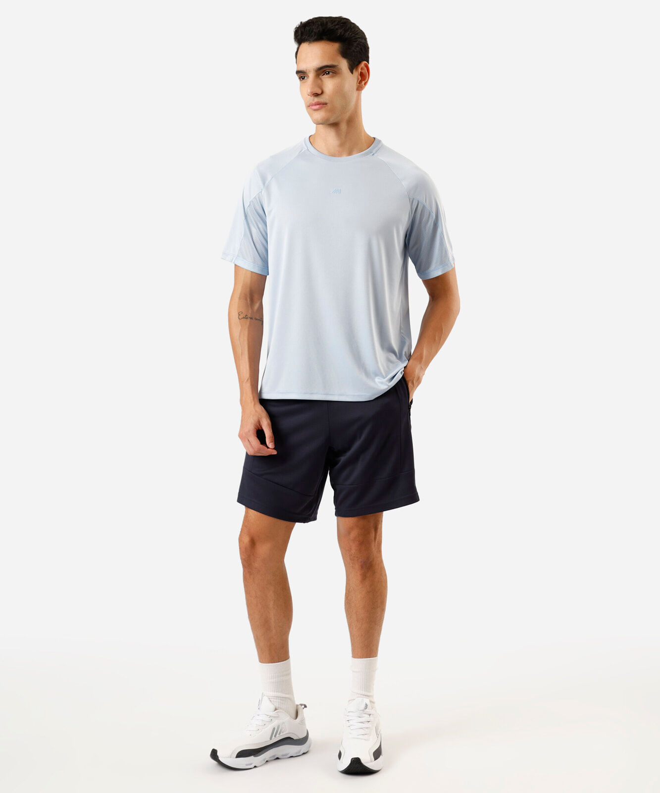 camiseta esportiva masculina manga curta azul