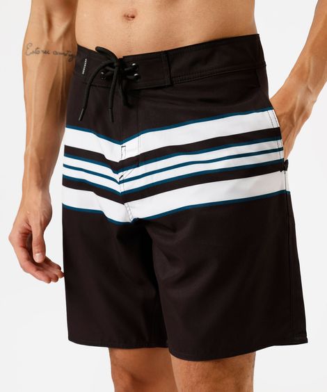 short boardshort masculino listrado preto