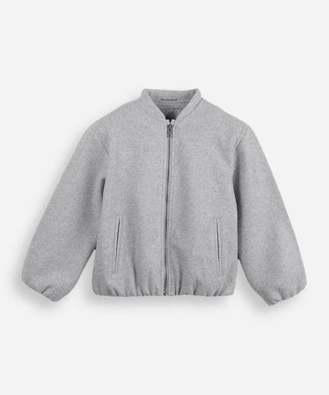 jaqueta bomber infantil manga longa texturizada cinza