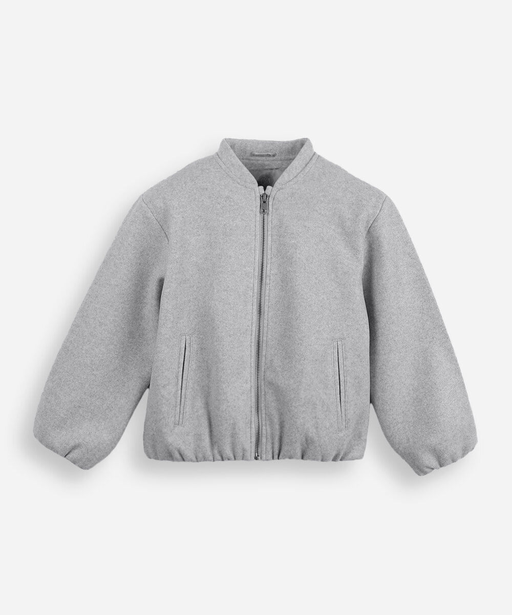 jaqueta bomber infantil manga longa texturizada cinza