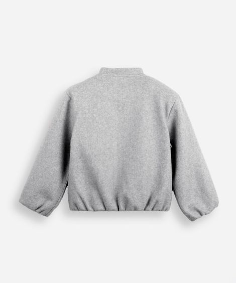 jaqueta bomber infantil manga longa texturizada cinza