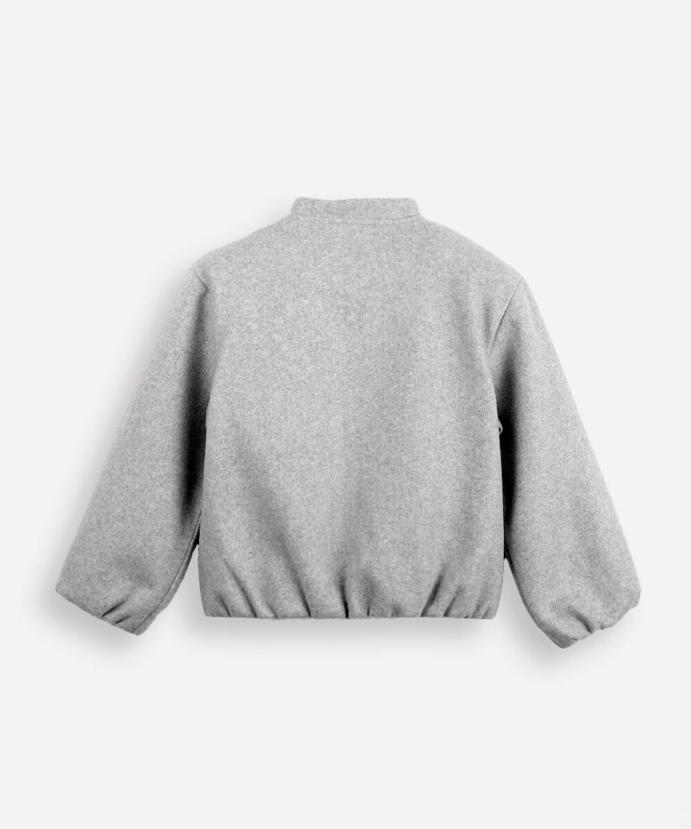 jaqueta bomber infantil manga longa texturizada cinza