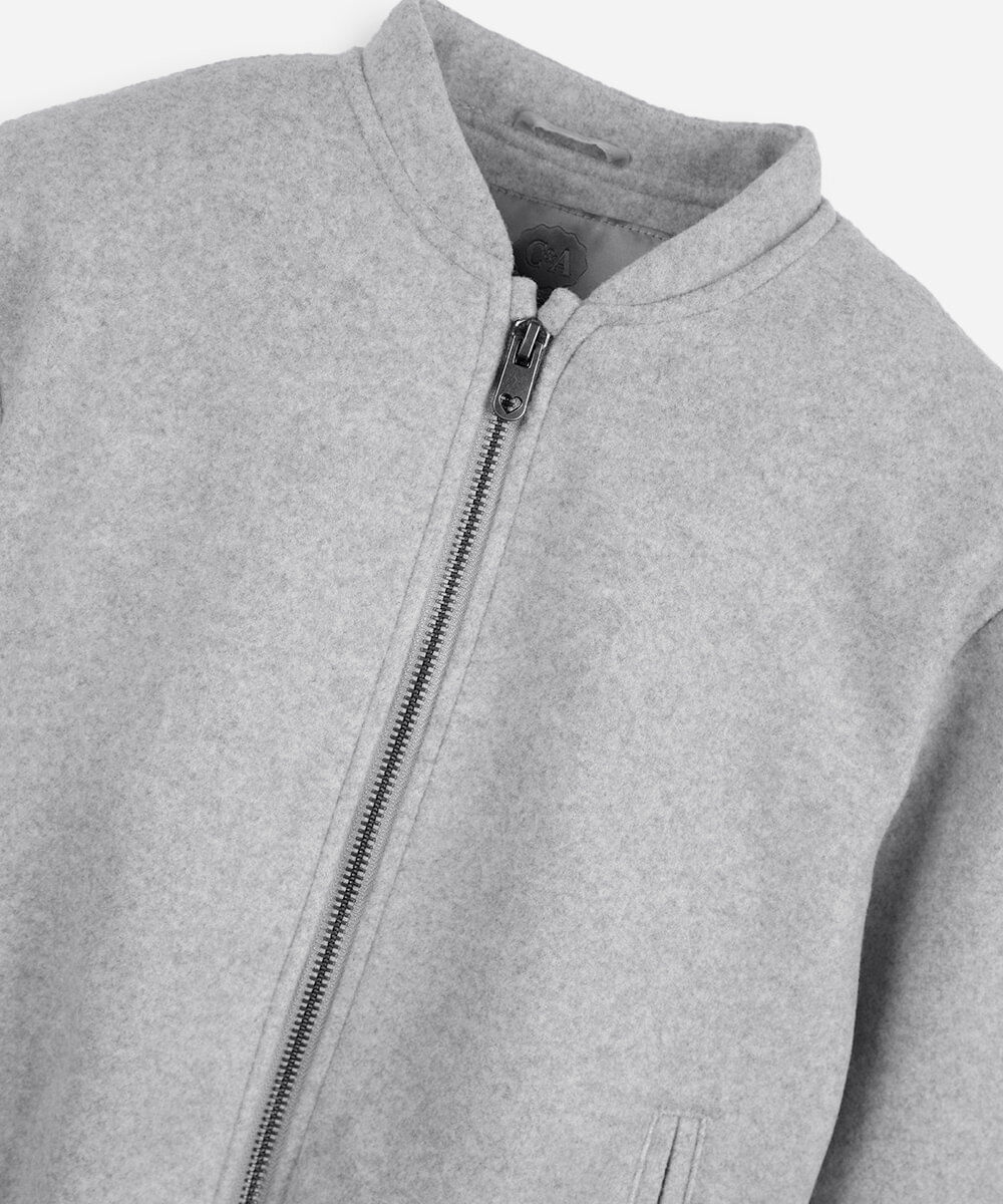 jaqueta bomber infantil manga longa texturizada cinza