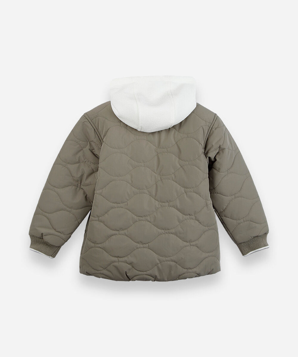 jaqueta puffer infantil com capuz verde
