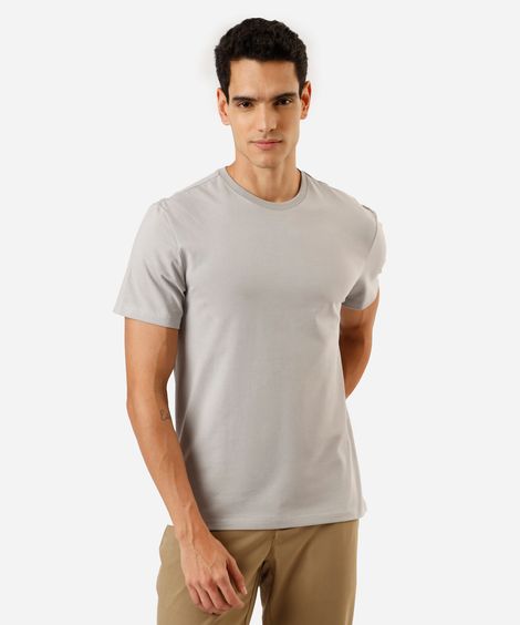 camiseta masculina de algodão básica manga curta cinza