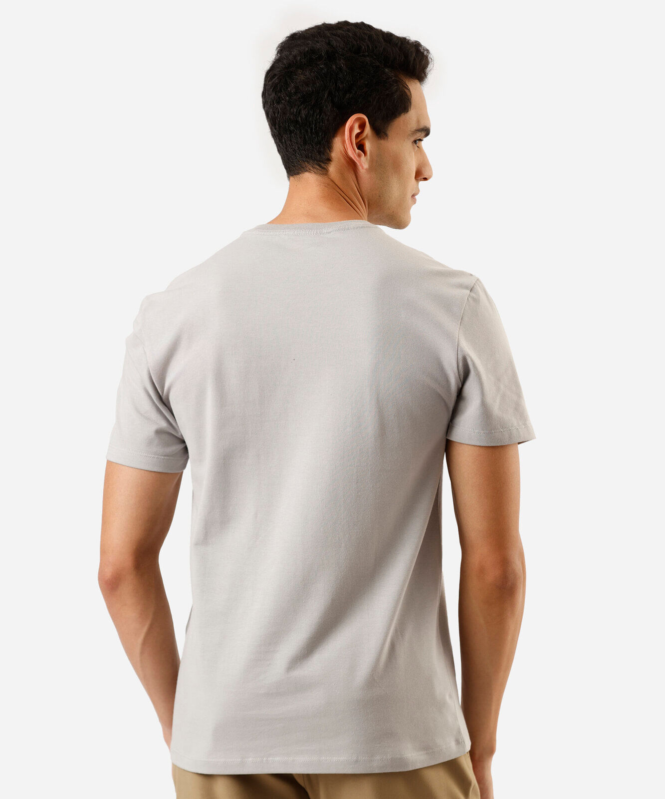 camiseta masculina de algodão básica manga curta cinza