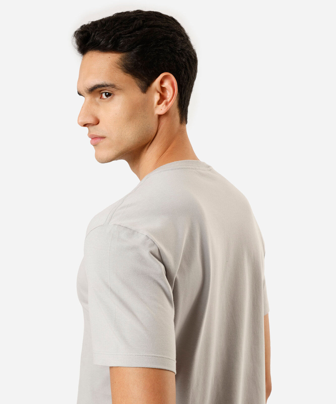 camiseta masculina de algodão básica manga curta cinza